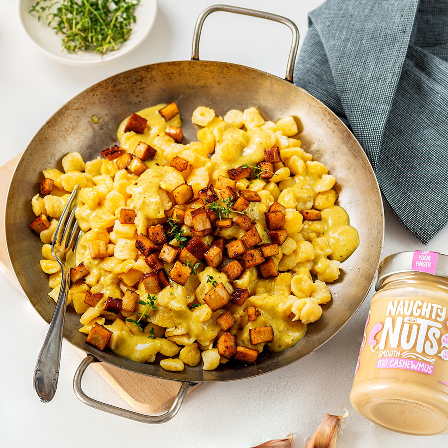 Vegane Käsespätzle mit Cashewmus Smooth
