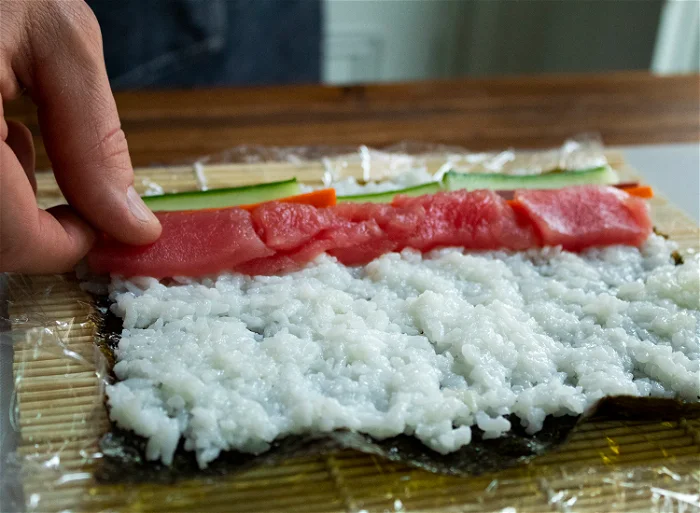 Sushi w/ Ahi Tuna, Cucumbers, Carrots, & Avocados - Catfish Out of