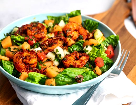 Image of Spicy Shrimp with Pico De Pajaro Chile and Melon Salad