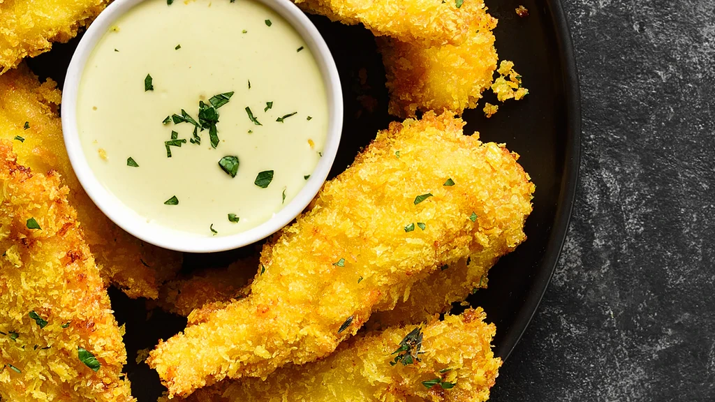 Image of Baked Chicken Strips with Honey-Mayo Dipping Sauce