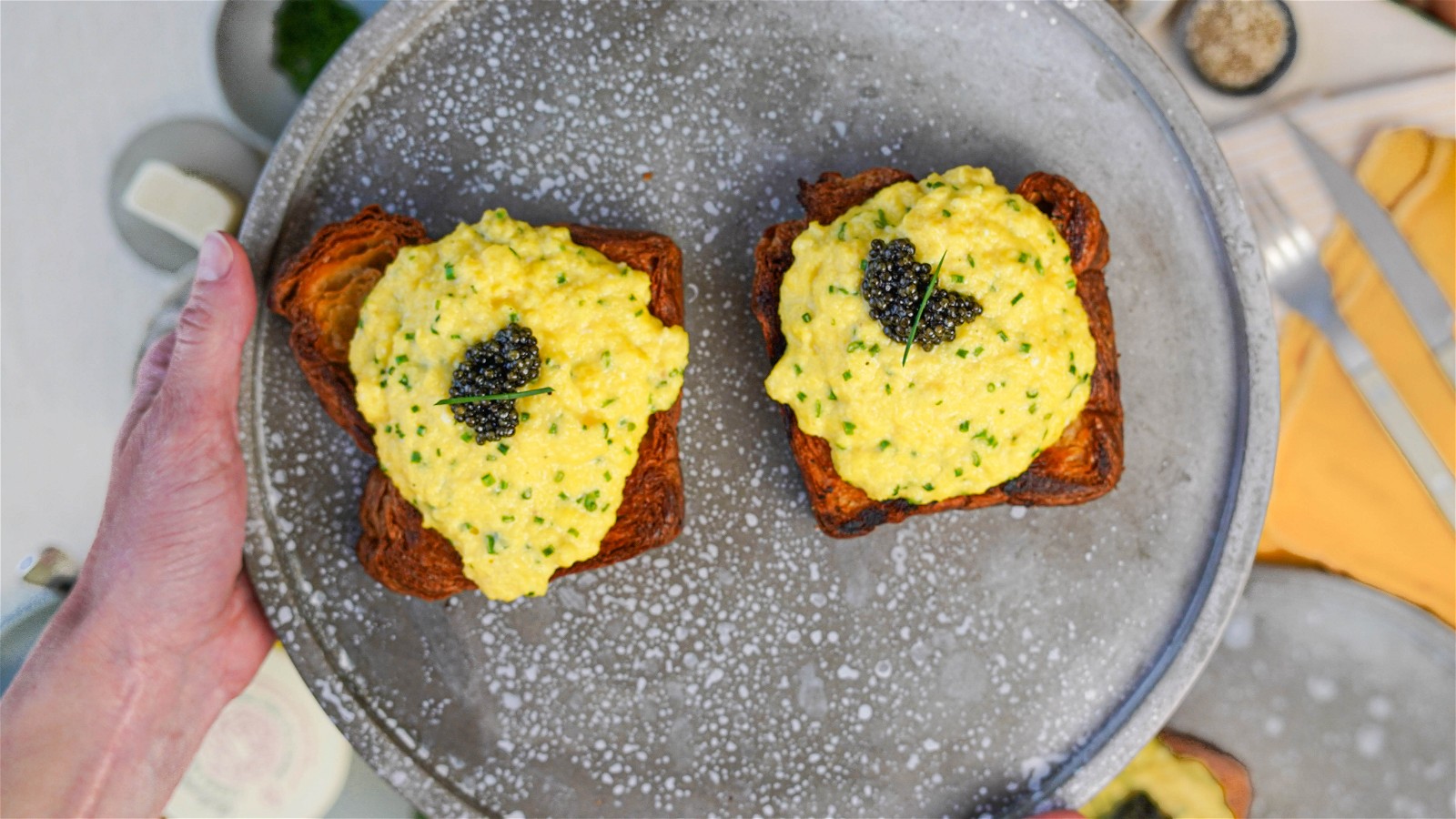 Soft Scrambled Eggs & Caviar — Truffle Shuffle