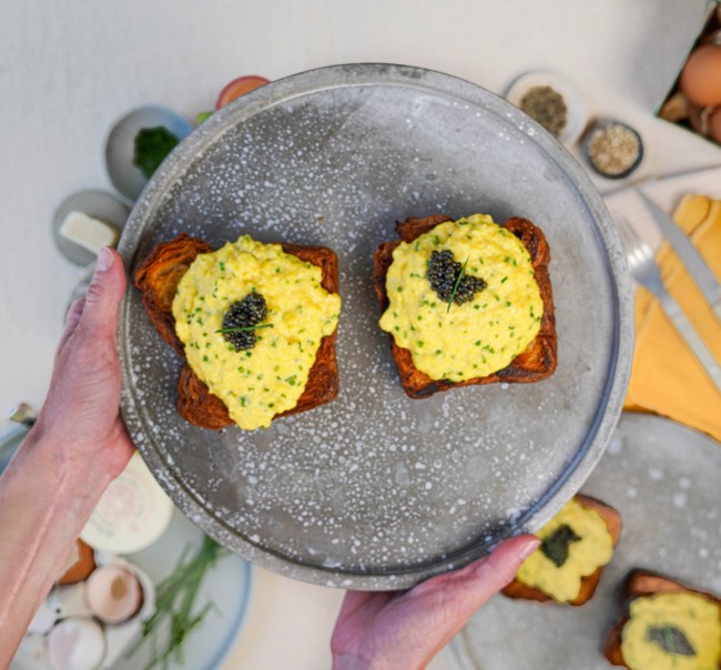 Image of Soft Scrambled Eggs with White Sturgeon Caviar