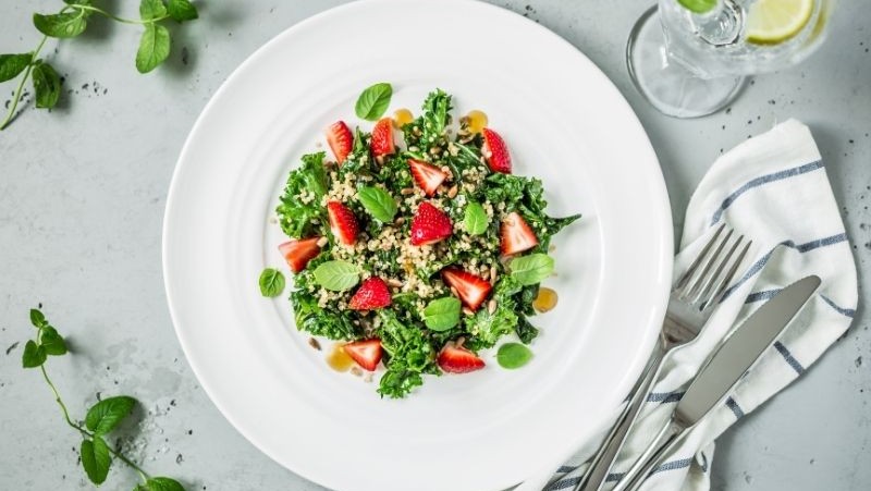 Image of Breakfast Salad With Baby Kale, Quinoa, & Strawberries