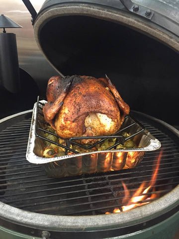 Image of Set the Big Green Egg up for indirect cooking at...