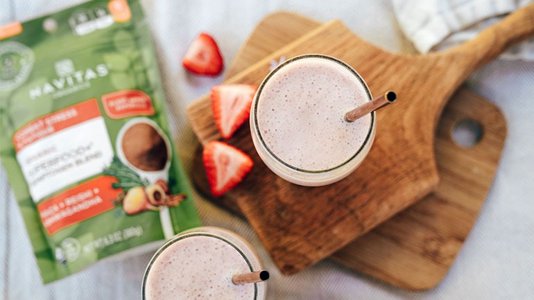 Image of Adaptogenic Strawberry Banana Cream Smoothie Recipe