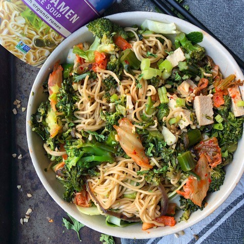 15-minute Easy Kimchi Cheese Ramen Stir-Fry - Christie at Home