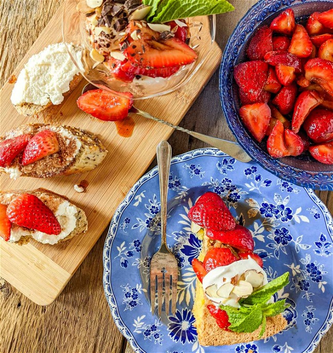 Image of Balsamic Strawberries Three Ways