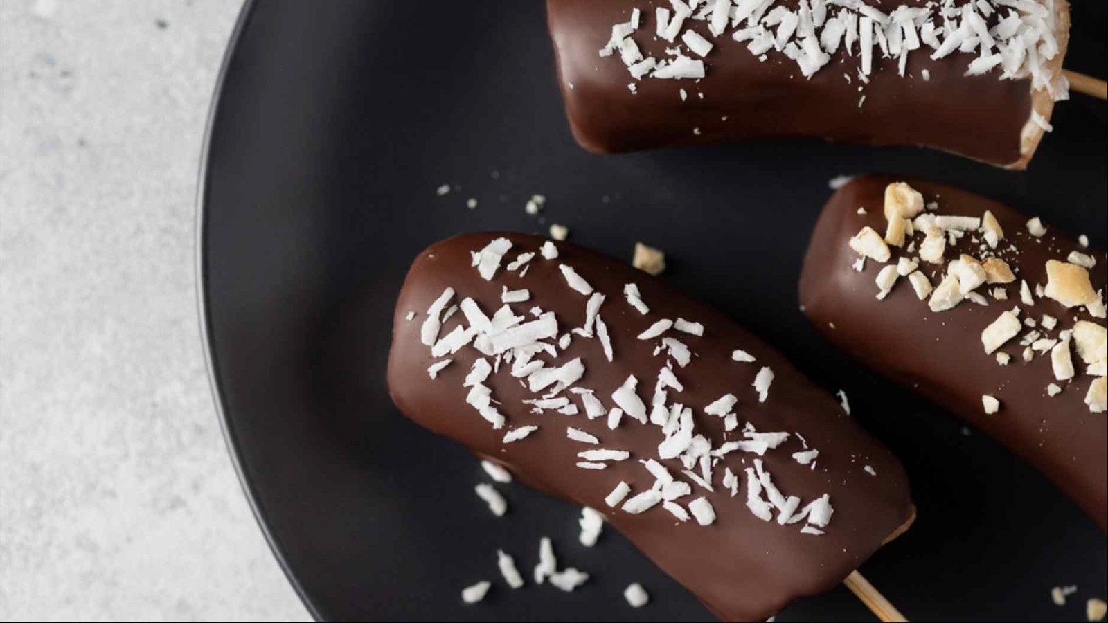 Image of Chocolate Covered Frozen Bananas with Coconut