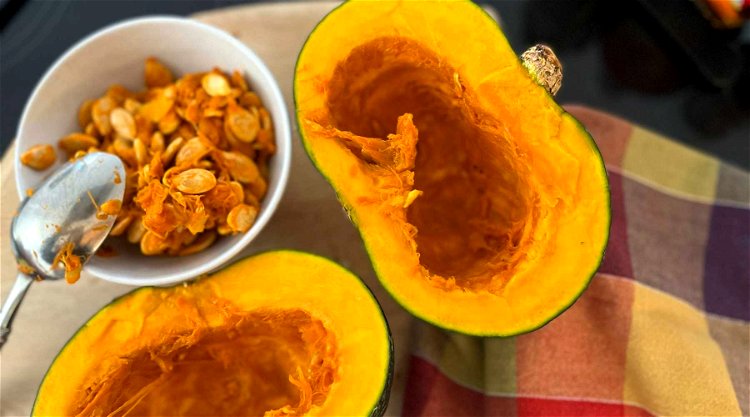 Image of Warm the whole squash in the microwave for 2-4 minutes,...