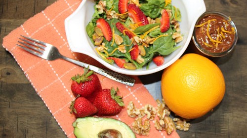 Image of SPRING MIX SALAD WITH CHOCOLATE-STRAWBERRY VINAIGRETTE