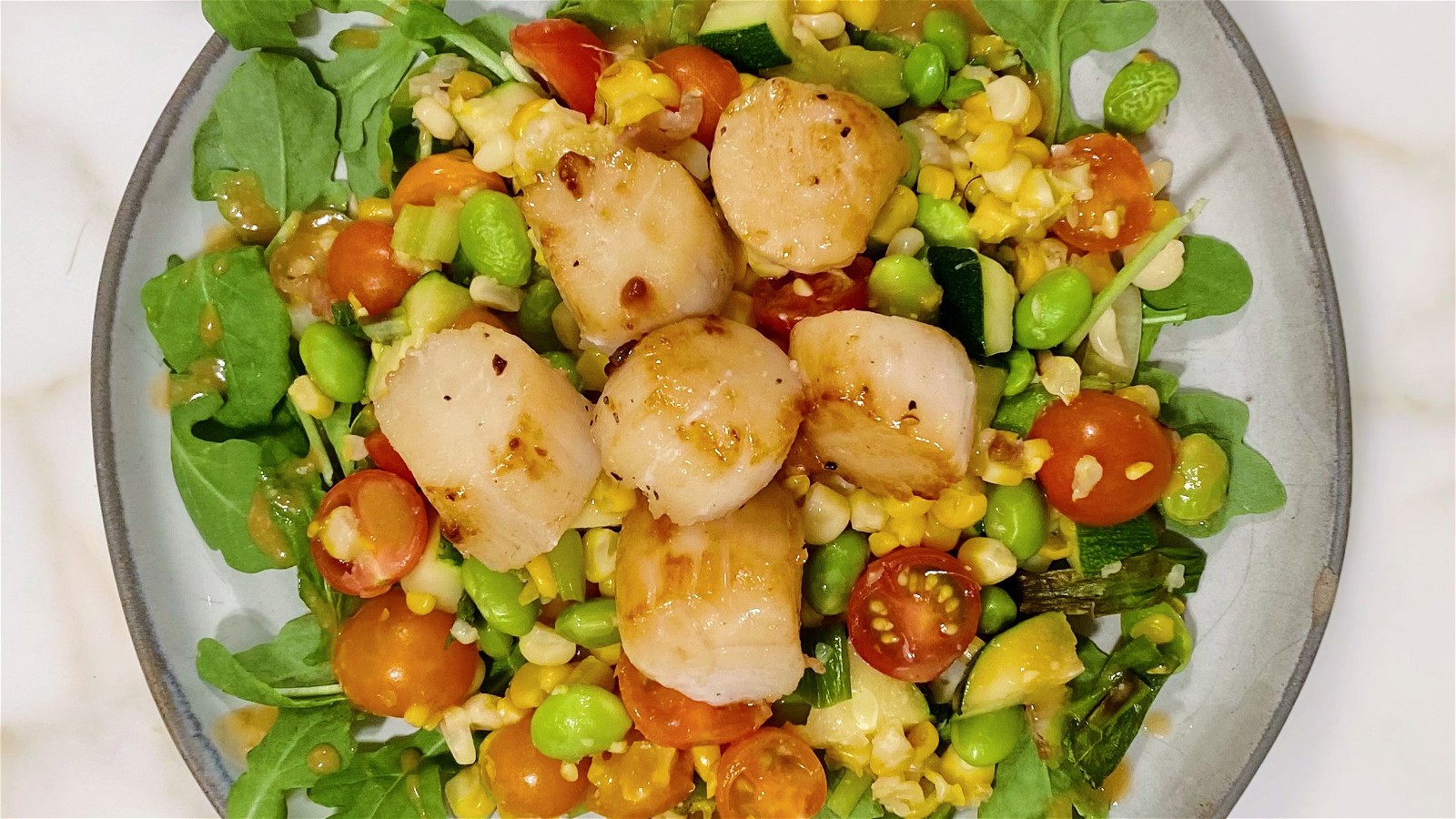 Image of Seared Scallops with Miso-Corn Salad