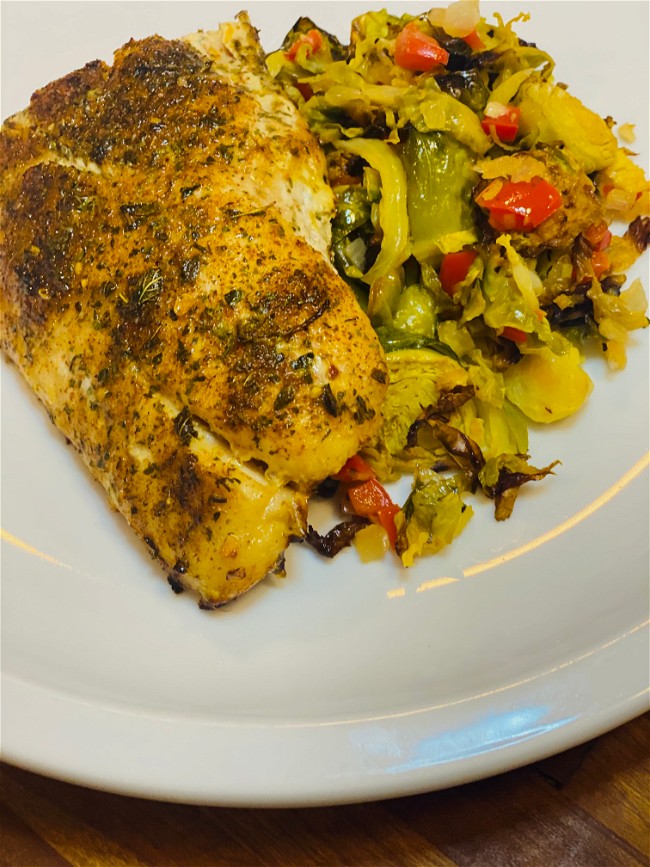 Image of Southwest Red Snapper and Shaved Brussel Sprouts