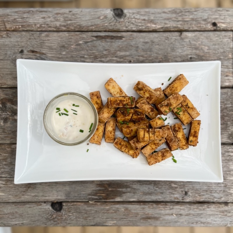Leah + Joel's Movie Snacks: Hot Jerk Tofu Bites