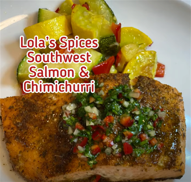 Image of Southwest Chilean Salmon with Chimichurri & Roasted Vegetables