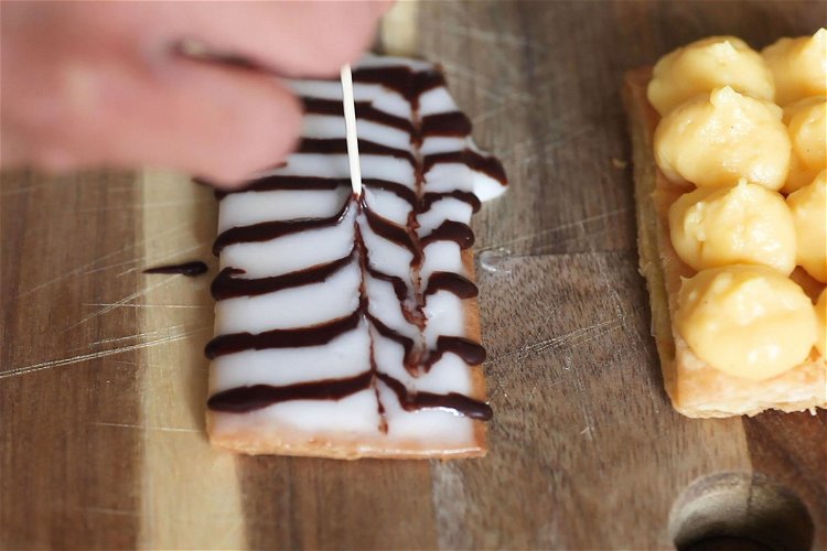 Image of Take the toothpick and create a chevron pattern by dragging...