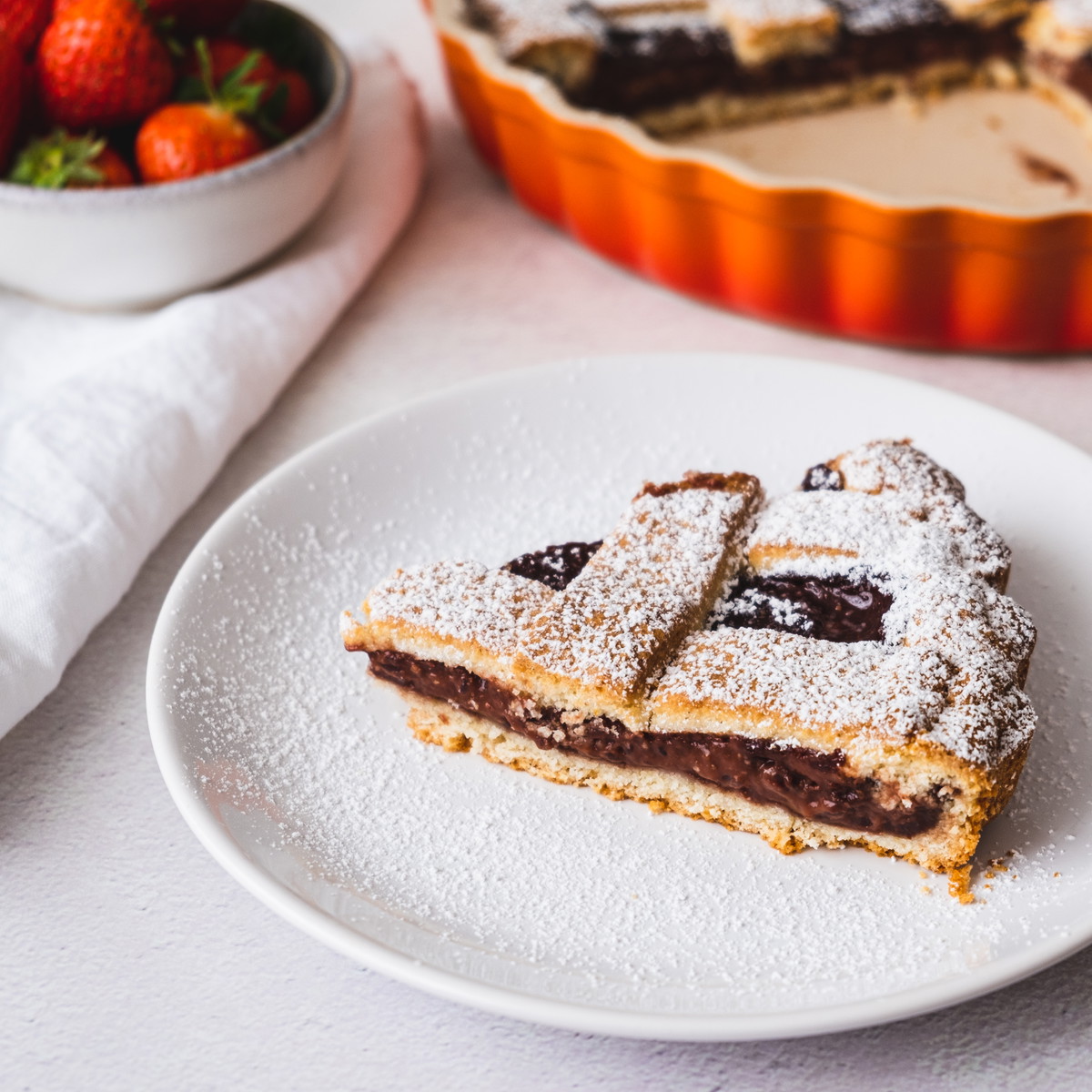Crostata al gelo di fragole - Kuchen mit Erdbeerpudding