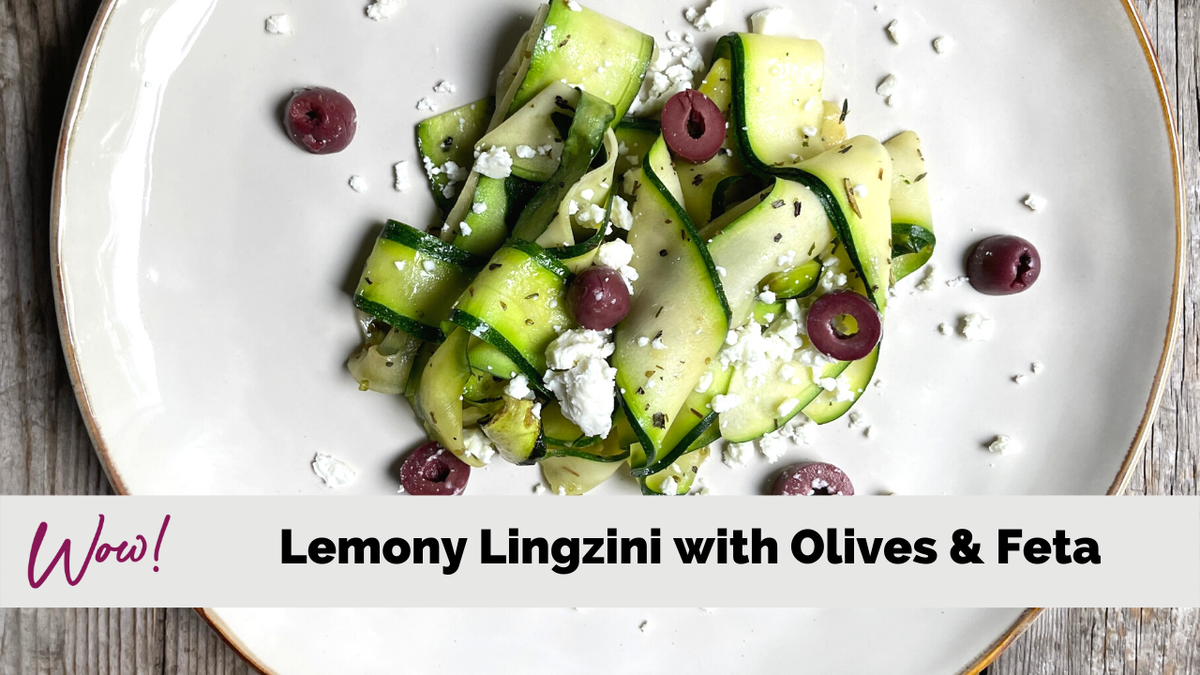 Lemony Lingzini with Olives and Feta