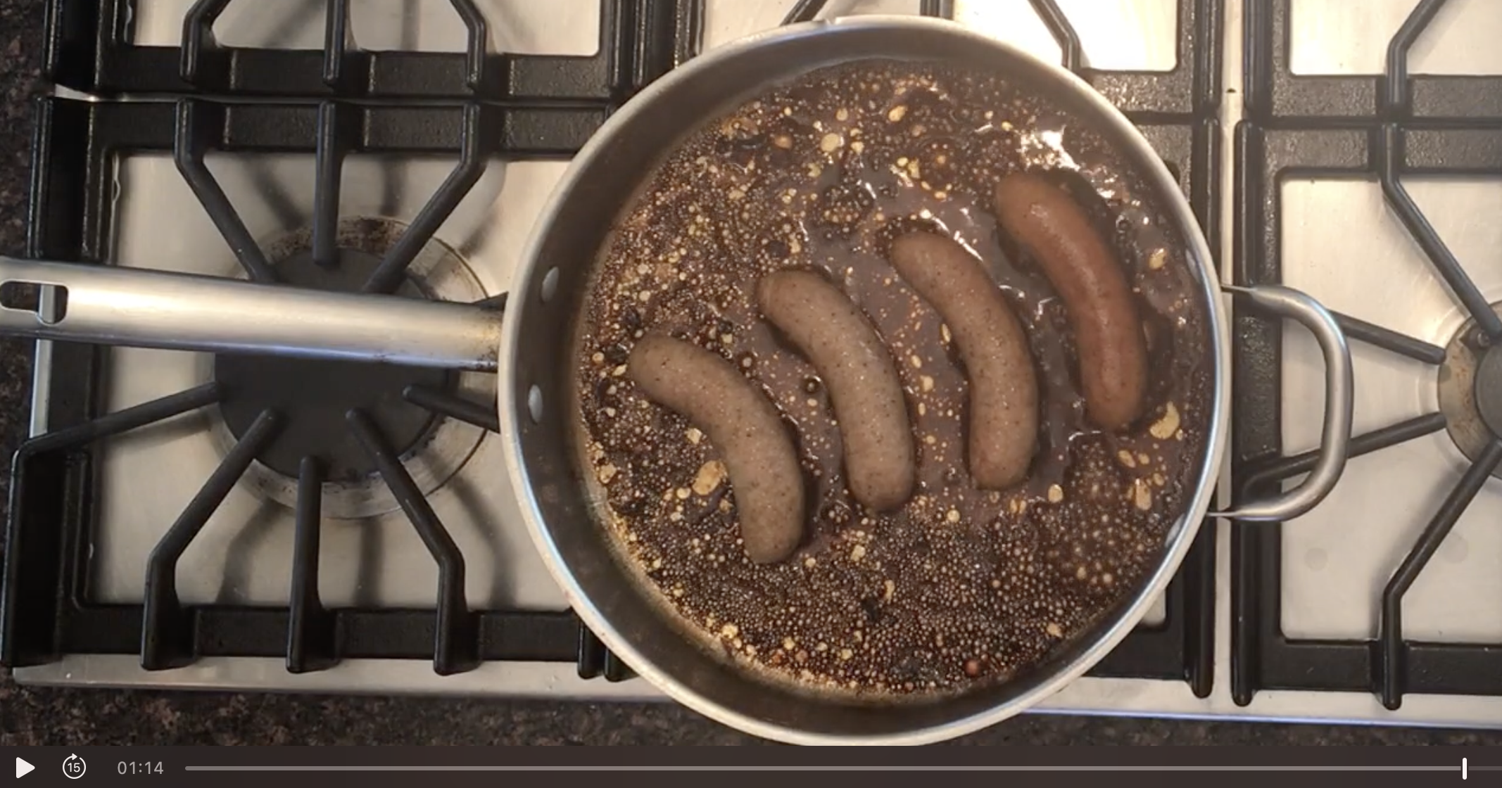 Image of Bratwurst with Carmelized Onions and Guinness Reduction
