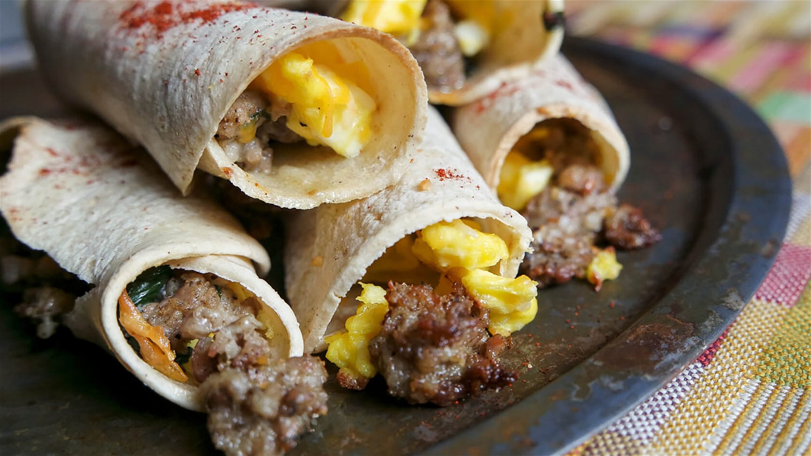 Image of Breakfast Taquitos with Sausage, Spinach & Egg