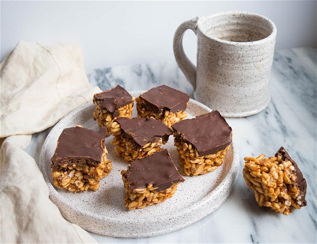 Image of Almond Butter & Chocolate Puffed Rice Squares