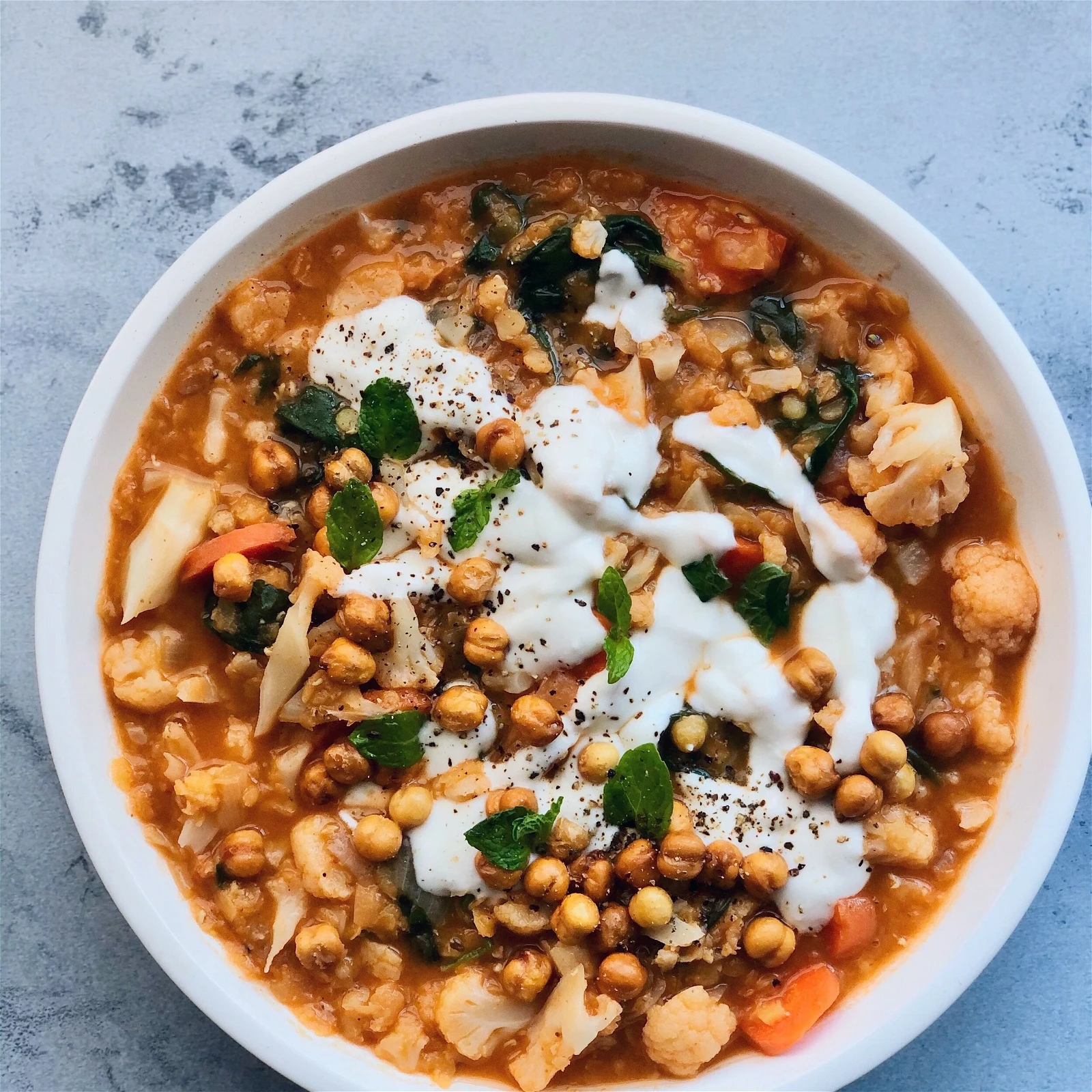 Vegan Spiced Cauliflower & Lentil Soup
