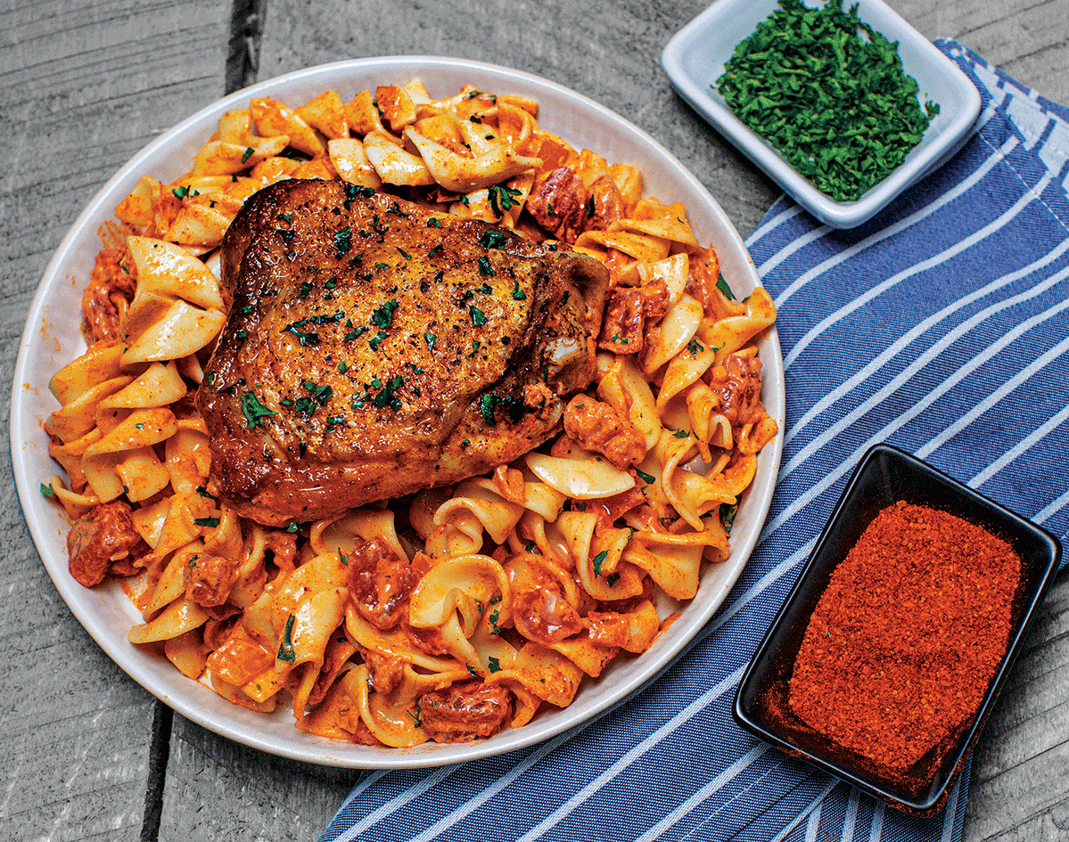 Smoky Skillet Chicken Paprikash with Egg Noodles