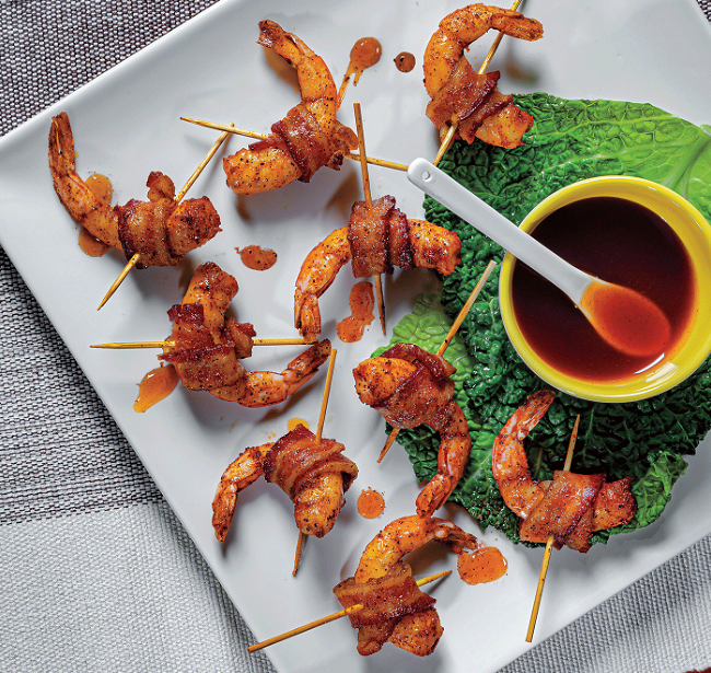 Image of Air Fryer Sweet & Spicy Bacon-Wrapped Shrimp