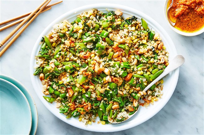 Image of Garden Fresh Broccoli & Corn Salad with Carrot Ginger Dressing