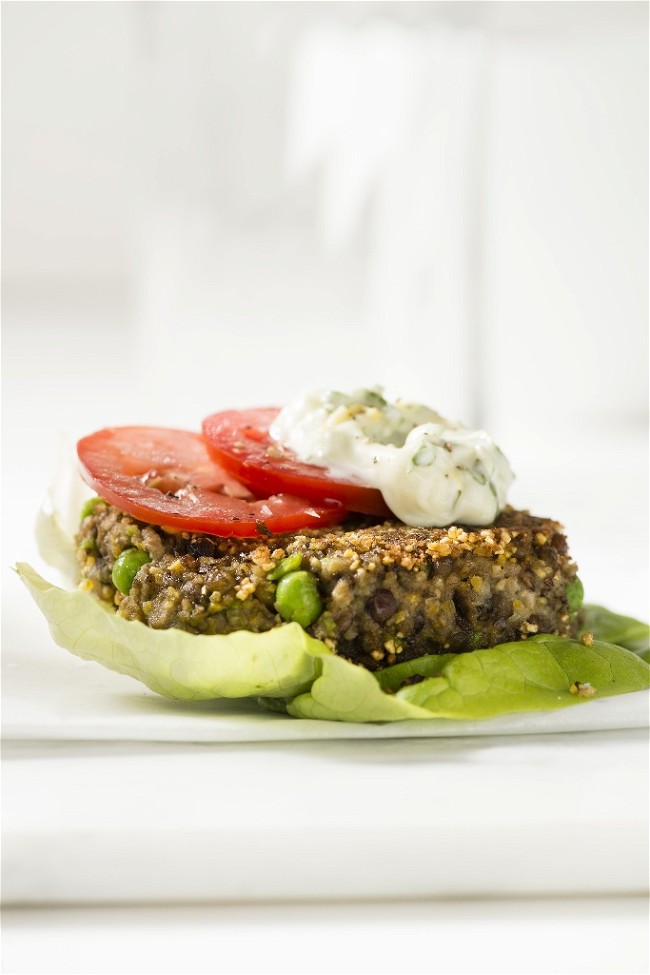 Image of Lentil Burgers with Lemon-Basil Mayonnaise