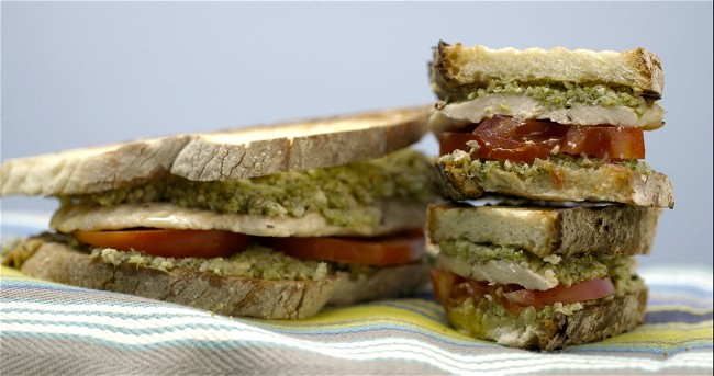 Image of Grilled Chicken and Broccoli Pesto Panini