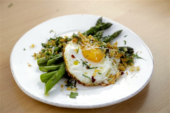 Image of Pan Roasted Asparagus with Crispy Fried Egg