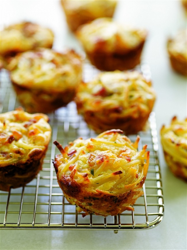 Image of Mini Linguine and Prosciutto Frittatas