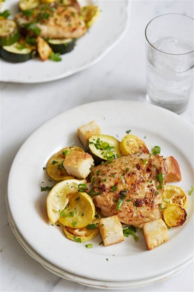 Image of Roasted Chicken Thighs with Summer Squash