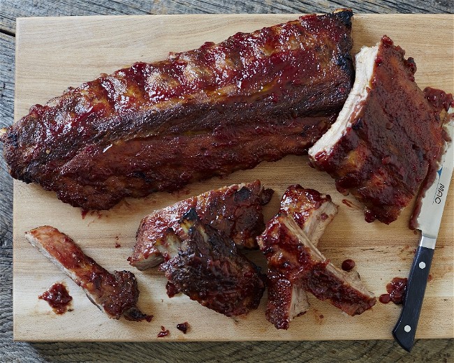 Image of Baby Back Ribs with Spicy Plum Barbecue Sauce