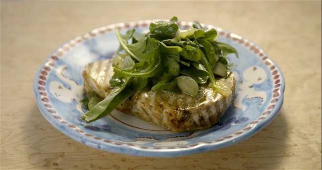 Image of Grilled Swordfish with Candied Lemon Salad