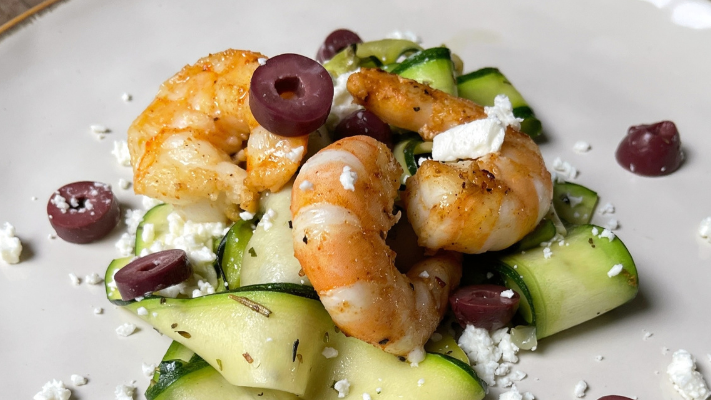 Image of Lemony Shrimp Lingzini with Olives and Feta