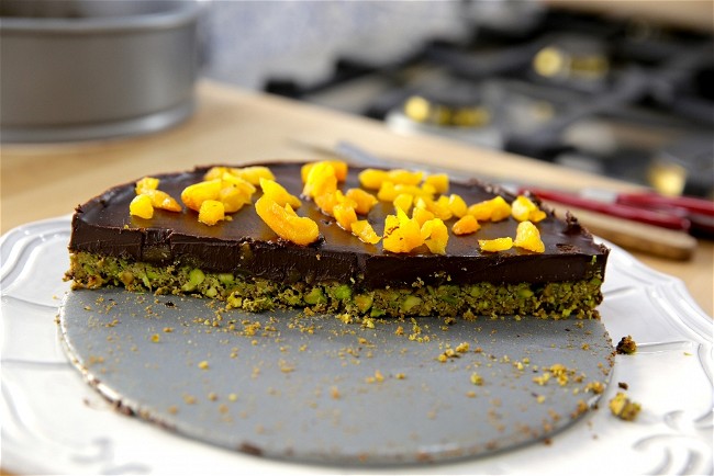 Image of Chocolate-Pistachio Fudge Tart