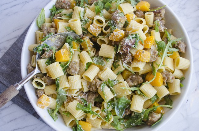 Image of Mezzi Rigatoni with Butternut Squash and Spicy Sausage