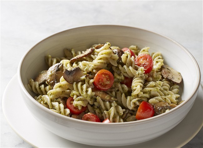 Image of Brown Rice Pasta with Creminis and Creamy Cauliflower