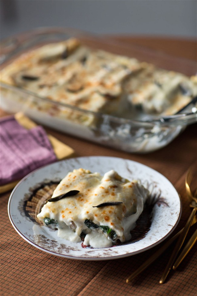 Image of Mushroom and Swiss Chard Lasagna Rolls