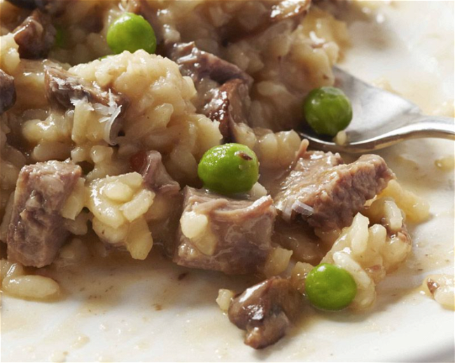 Image of Mushroom and Beef Risotto with Peas