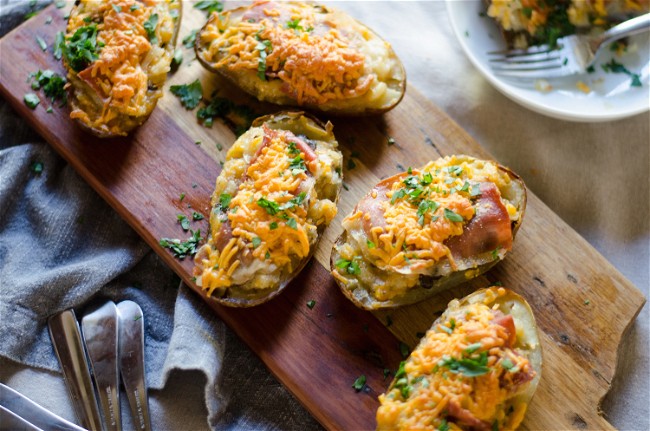 Image of Twice-Baked Potatoes with Mushrooms and Prosciutto