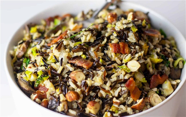 Image of Giada's Brown and Wild Rice Stuffing with Mushrooms and Brussels Sprouts