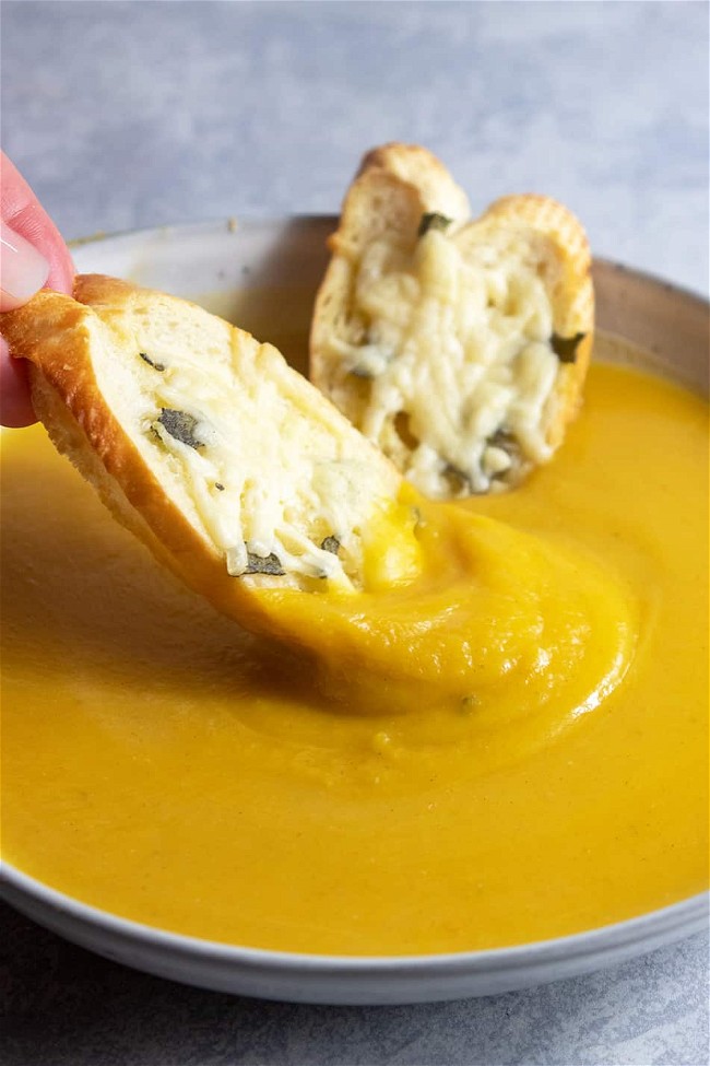 Image of Butternut Squash Soup with Fontina Cheese Crostini