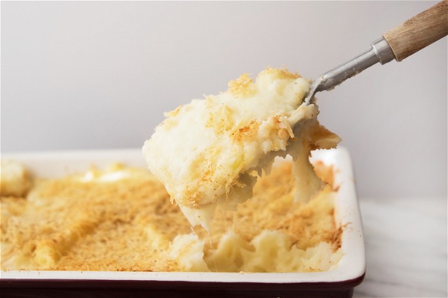 Image of Baked Parmesan Mashed Potatoes with Bread Crumbs