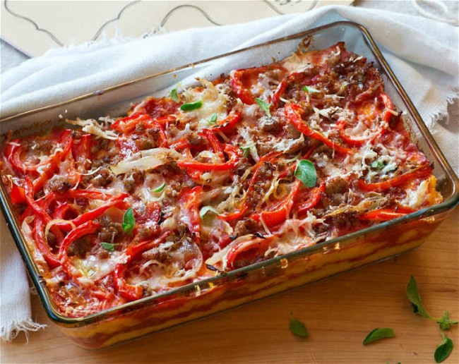 Image of Sausage & Pepper Polenta Bake