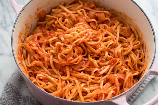 Image of Pasta with Pancetta and Tomato Sauce