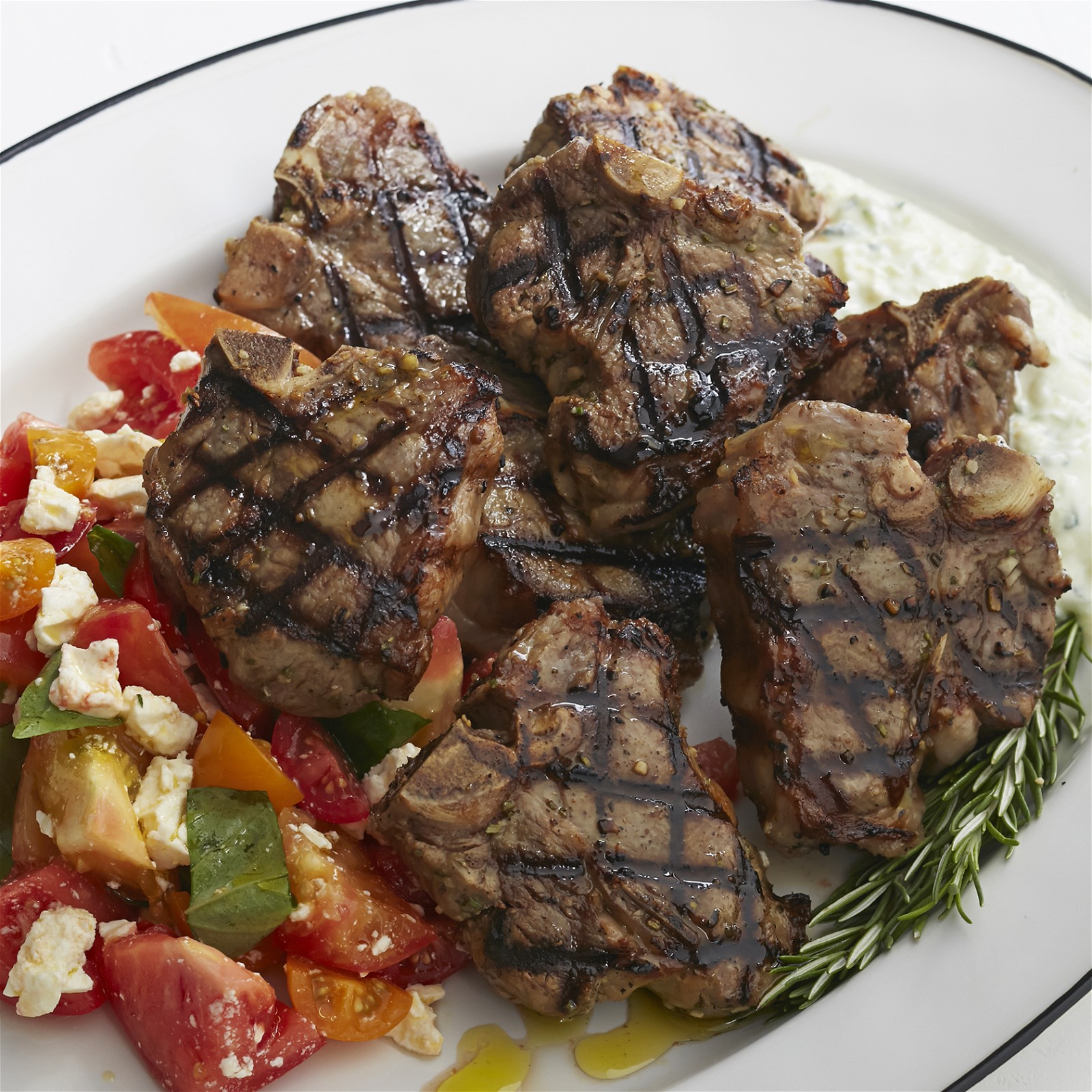 Triple Mustard Grilled Lamb Chops with Fresh Tomato Salad — The Daley Plate