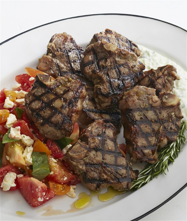 Image of Lamb Chops with Tomato and Feta Salad