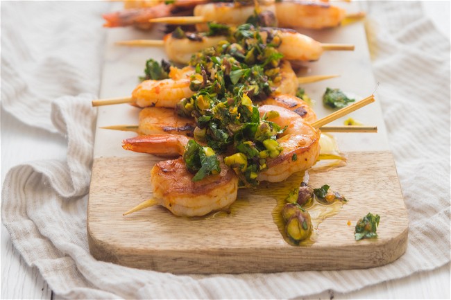 Image of Orange Grilled Shrimp with Cocoa Nib Gremolata